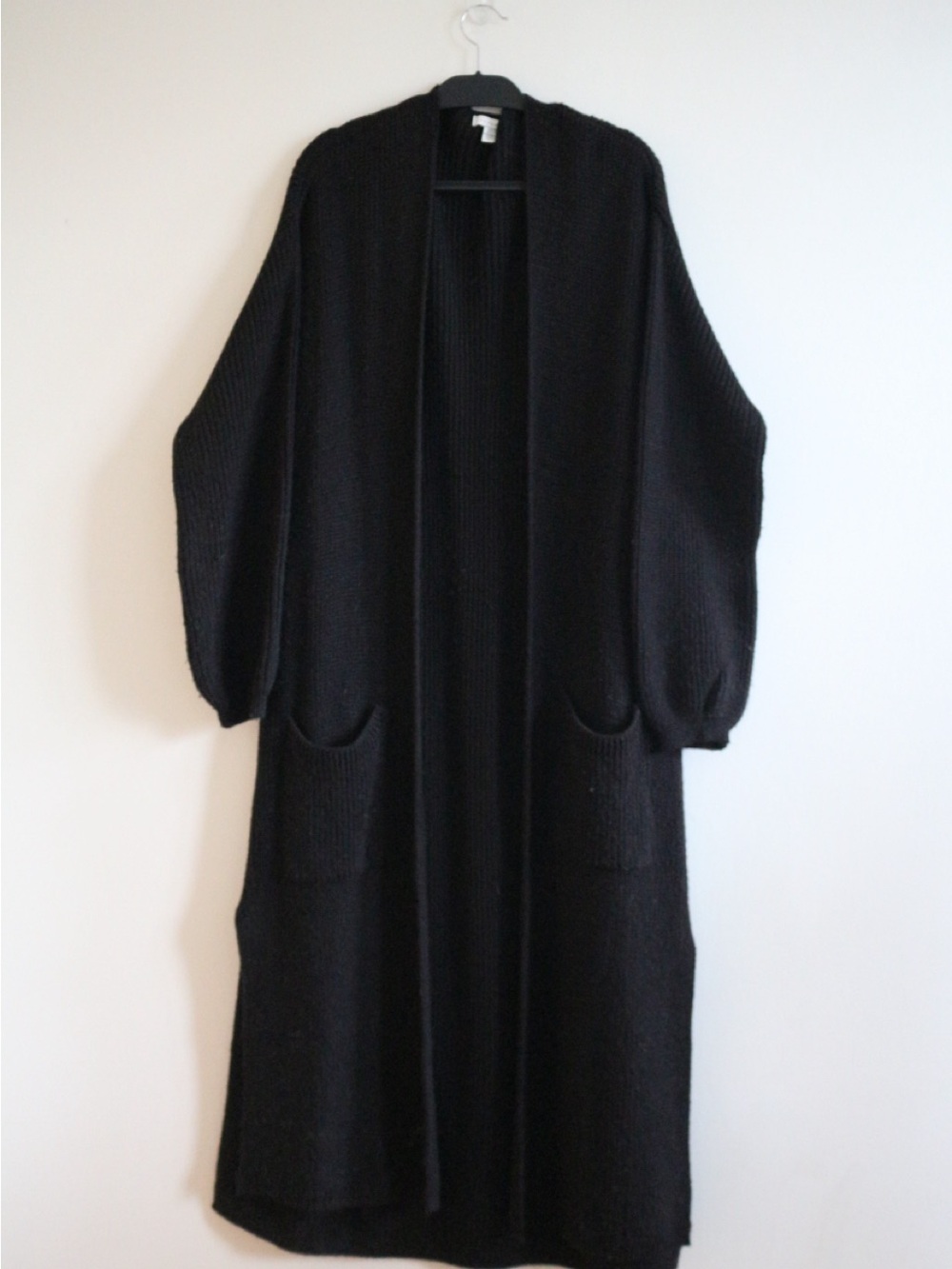 Topshop Black Long Open-Front Cardigan with Pockets